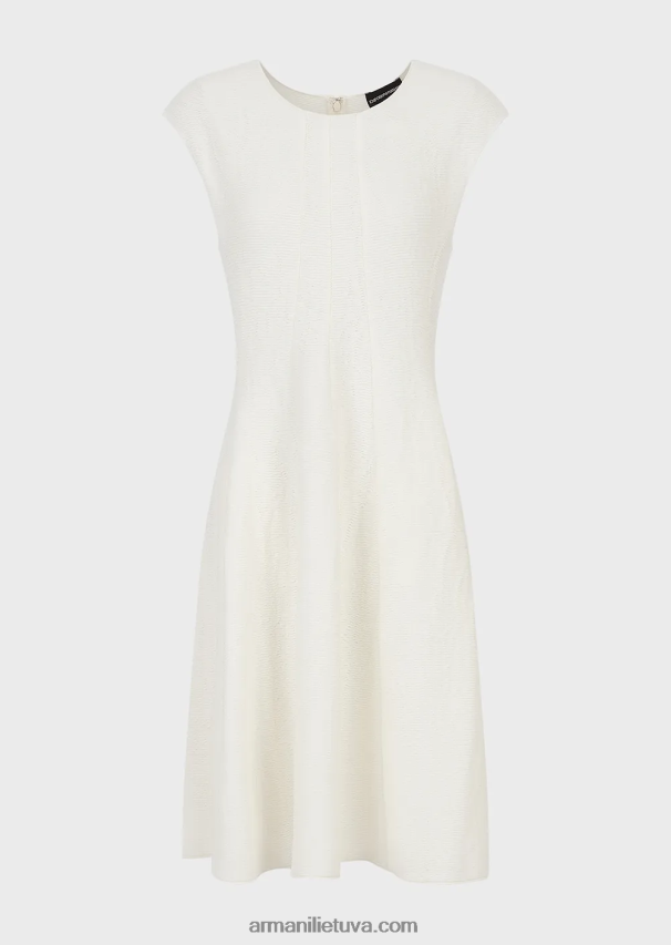 moterys baltas Armani osmaniško efekto barre jersey platėjanti suknelė 02482X109