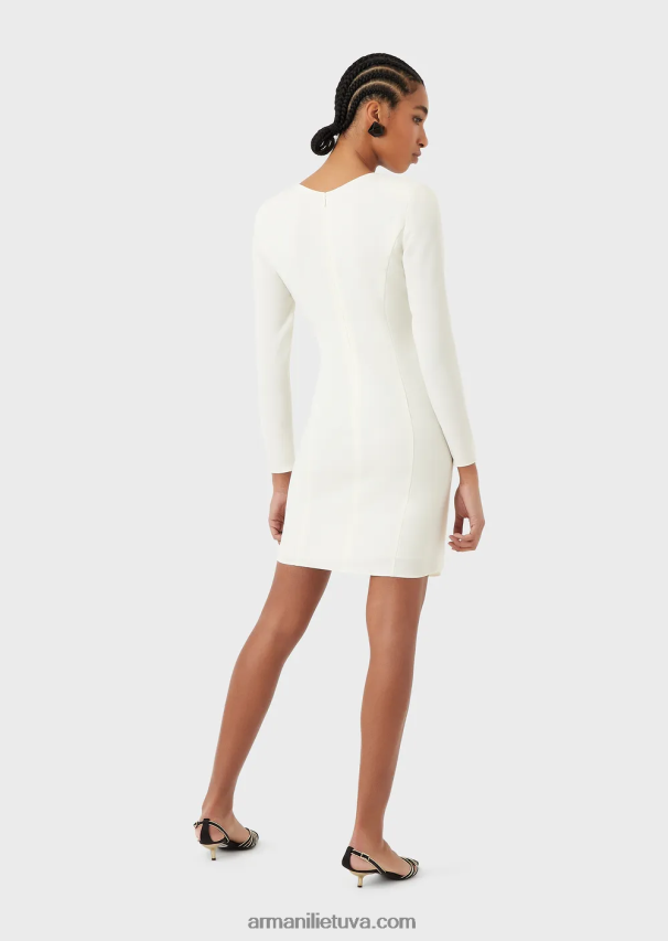 moterys baltas Armani techniškai drapiruota suknelė su kryžmine iškirpte 02482X89