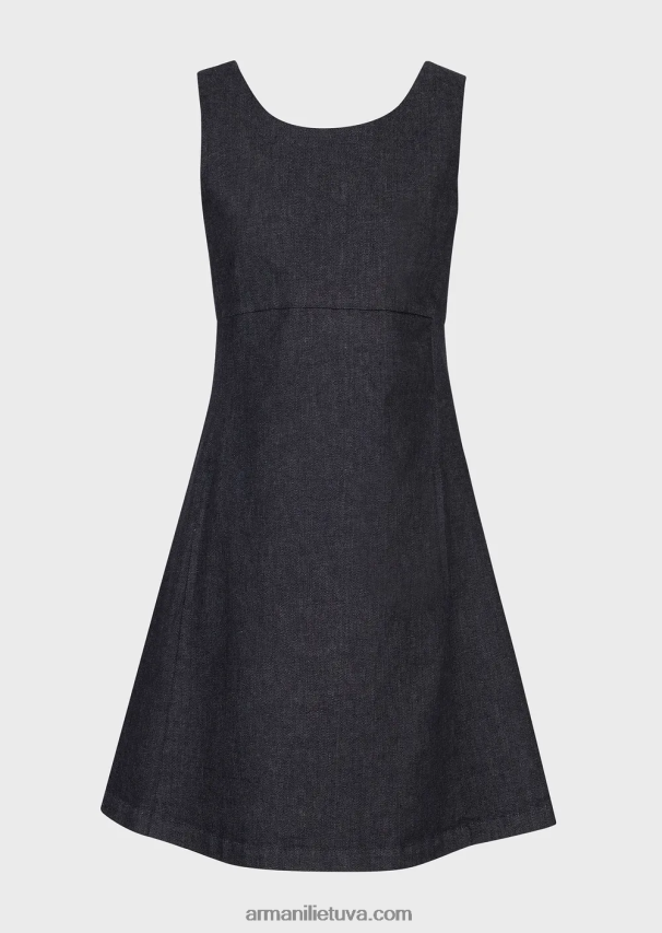 moterys džinsinio audinio Armani merserizuota džinsinė platėjanti suknelė 02482X86