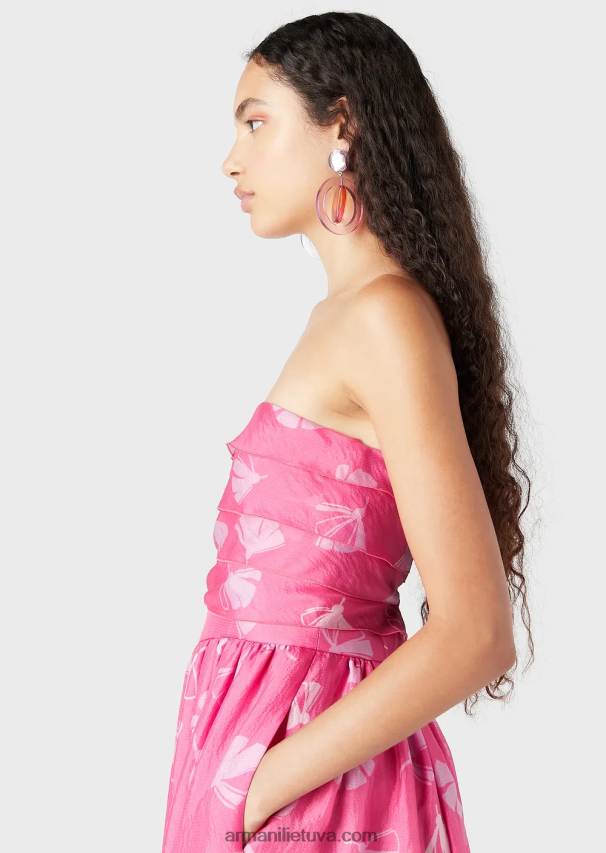 moterys gėlės Armani ilga ginkmedžio rašto šilko siurbtuko suknelė su riesta liemene 02482X125