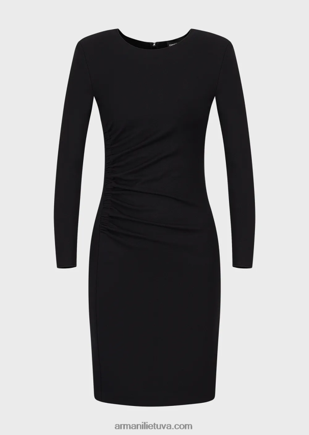 moterys juodas Armani Milano dygsnio suknelė su drapiruote 02482X105