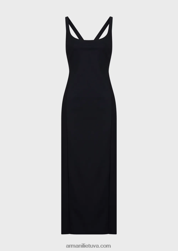 moterys juodas Armani Suknelė su švelniu trikotažo apvalkalu su kryžmine nugara 02482X122