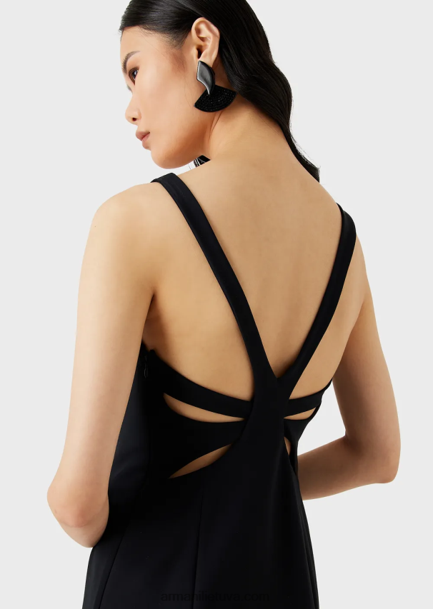 moterys juodas Armani Suknelė su švelniu trikotažo apvalkalu su kryžmine nugara 02482X122
