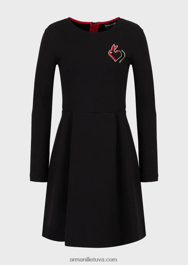 moterys juodas Armani Triušiu siuvinėta megztinio suknelė 02482X100