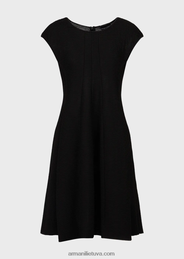 moterys juodas Armani osmaniško efekto barre jersey platėjanti suknelė 02482X110