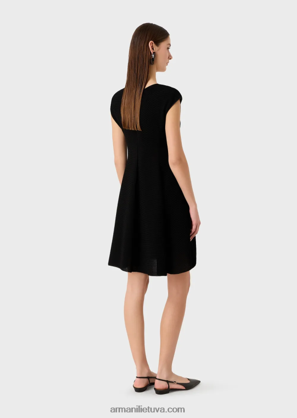 moterys juodas Armani osmaniško efekto barre jersey platėjanti suknelė 02482X110