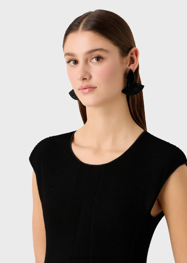 moterys juodas Armani osmaniško efekto barre jersey platėjanti suknelė 02482X110