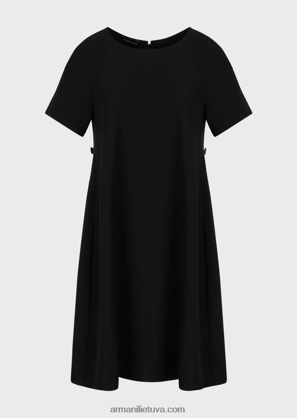 moterys juodas Armani platėjanti suknelė su sagutėmis 02482X82
