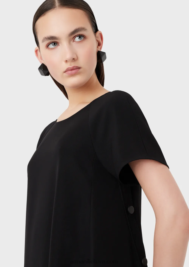 moterys juodas Armani platėjanti suknelė su sagutėmis 02482X82