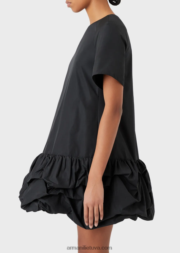 moterys juodas Armani taftos spalvos suknelė su raukšlėmis 02482X124