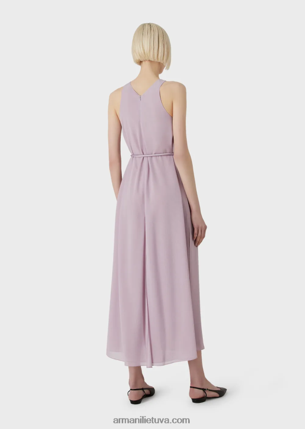 moterys lilla Armani Krepono ilga suknelė be rankovių su skeltukais šonuose 02482X72