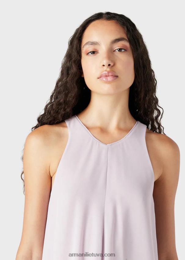 moterys lilla Armani Krepono ilga suknelė be rankovių su skeltukais šonuose 02482X72