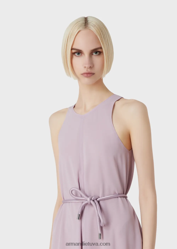 moterys lilla Armani Krepono ilga suknelė be rankovių su skeltukais šonuose 02482X72