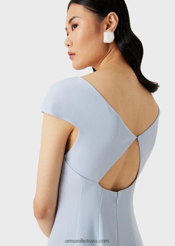 moterys lilla Armani Techno-Cady platėjanti midi suknelė su V kaklu 02482X79