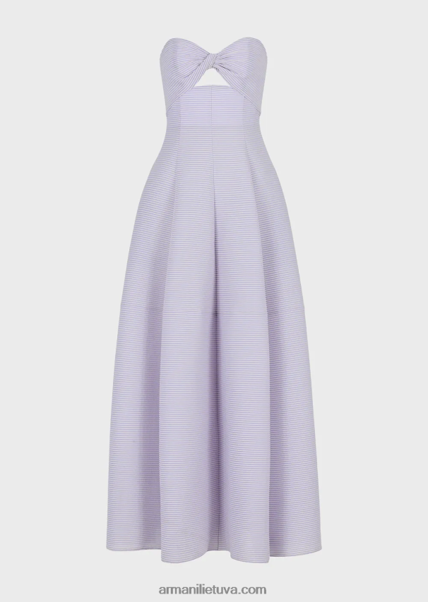 moterys lilla Armani ilga suknelė iš rumbuoto barre audinio su miela iškirpte 02482X128