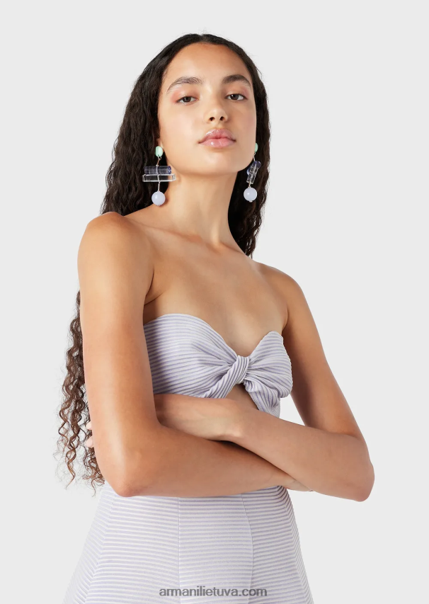 moterys lilla Armani ilga suknelė iš rumbuoto barre audinio su miela iškirpte 02482X128