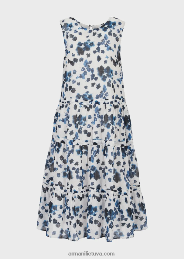 moterys modelis Armani kumelės kapsulės kolekcijos puošni suknelė su gėlėtu batikos raštu muslinu 02482X84