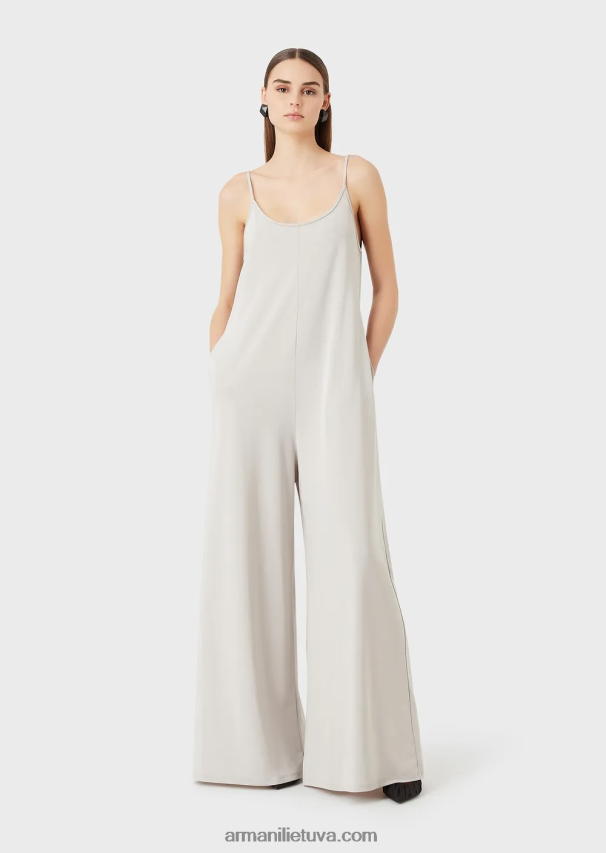 moterys pilka Armani tamprus džersio krepinis kombinezonas su nugaros iškirpte 02482X120