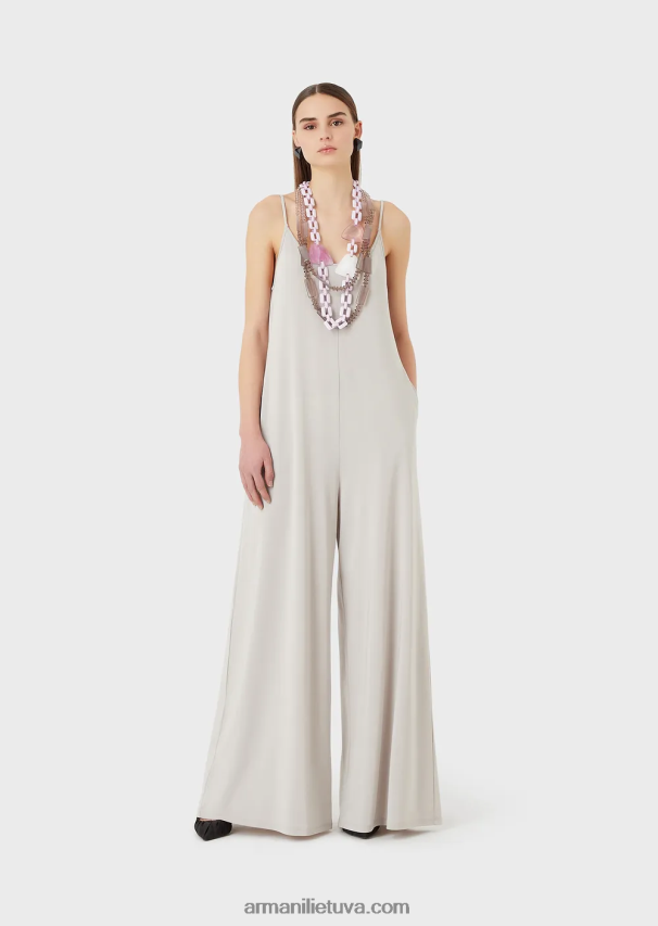 moterys pilka Armani tamprus džersio krepinis kombinezonas su nugaros iškirpte 02482X120