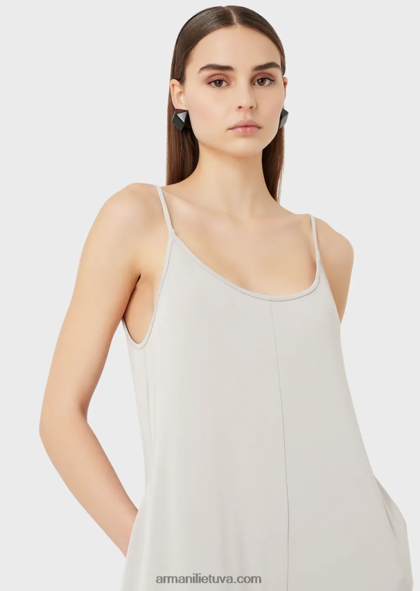 moterys pilka Armani tamprus džersio krepinis kombinezonas su nugaros iškirpte 02482X120