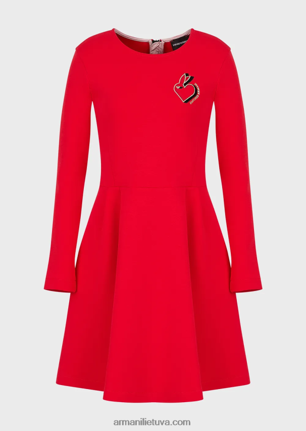 moterys raudona Armani Triušiu siuvinėta megztinio suknelė 02482X101