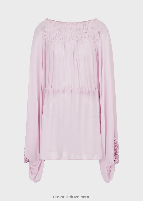 moterys rožinis Armani Ekologiškos viskozės Georgette suknelė su raišteliu 02482X92