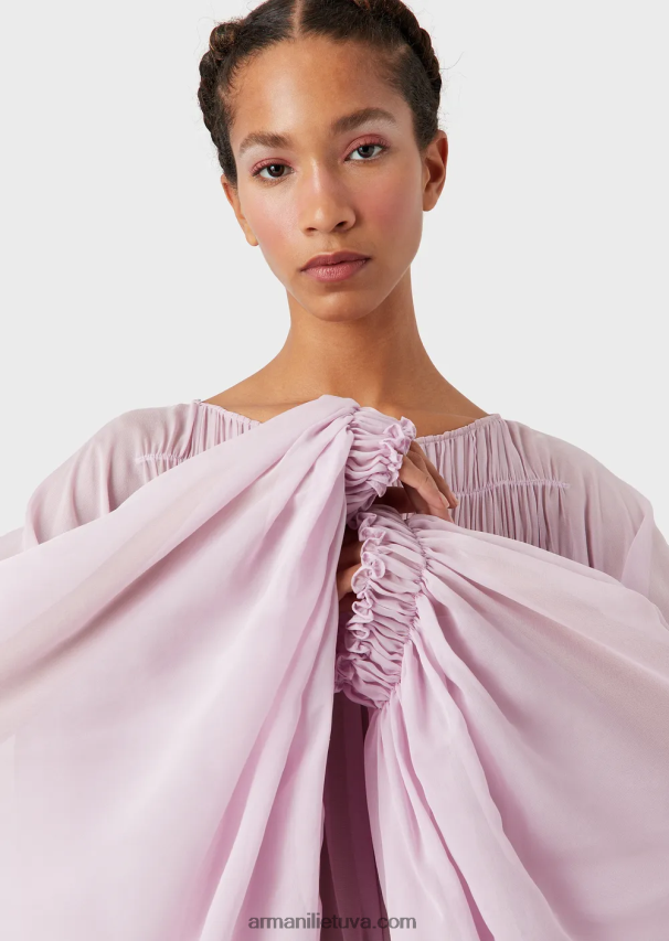 moterys rožinis Armani Ekologiškos viskozės Georgette suknelė su raišteliu 02482X92