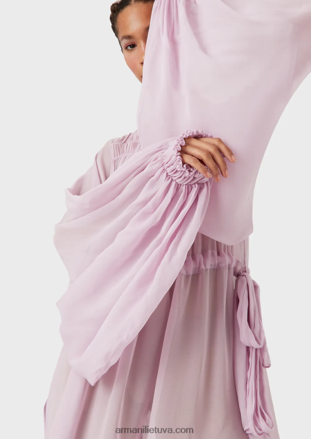 moterys rožinis Armani Ekologiškos viskozės Georgette suknelė su raišteliu 02482X92