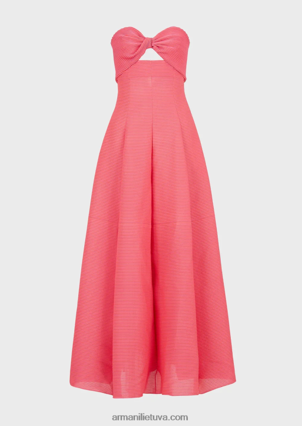 moterys rožinis Armani ilga suknelė iš rumbuoto barre audinio su miela iškirpte 02482X126