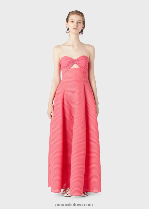 moterys rožinis Armani ilga suknelė iš rumbuoto barre audinio su miela iškirpte 02482X126