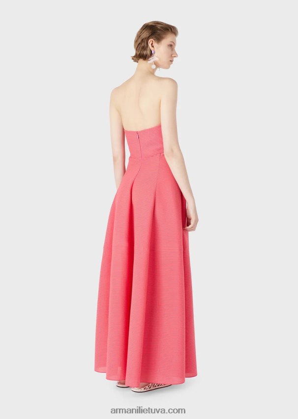 moterys rožinis Armani ilga suknelė iš rumbuoto barre audinio su miela iškirpte 02482X126