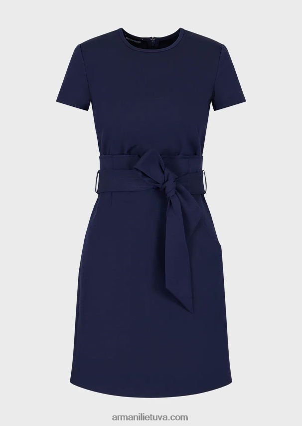 moterys tamsiai mėlyna Armani Dviejų dalių efekto suknelė iš tamprios mados medvilnės 02482X67