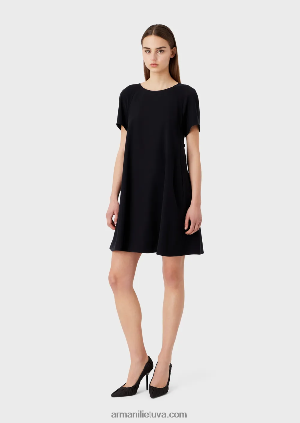 moterys tamsiai mėlyna Armani platėjanti suknelė su sagutėmis 02482X81