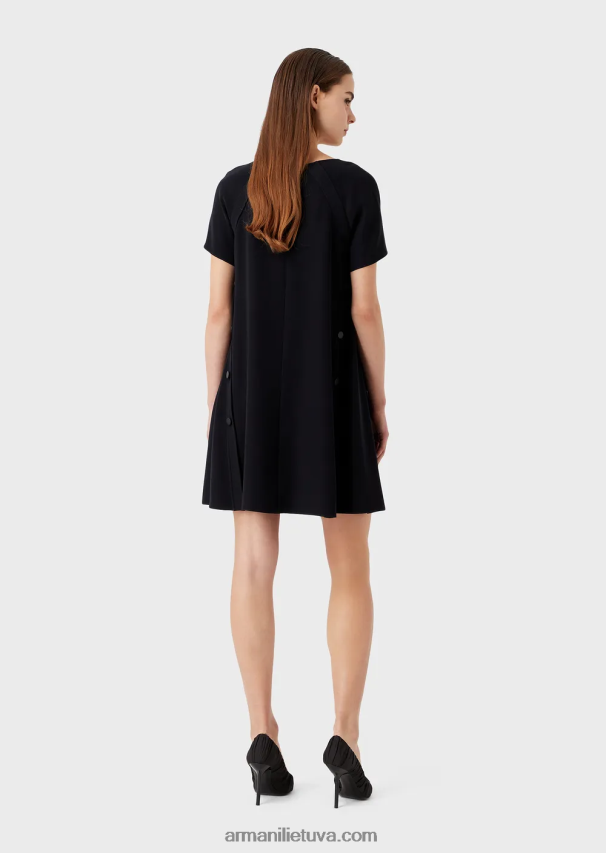 moterys tamsiai mėlyna Armani platėjanti suknelė su sagutėmis 02482X81