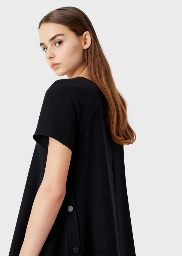 moterys tamsiai mėlyna Armani platėjanti suknelė su sagutėmis 02482X81