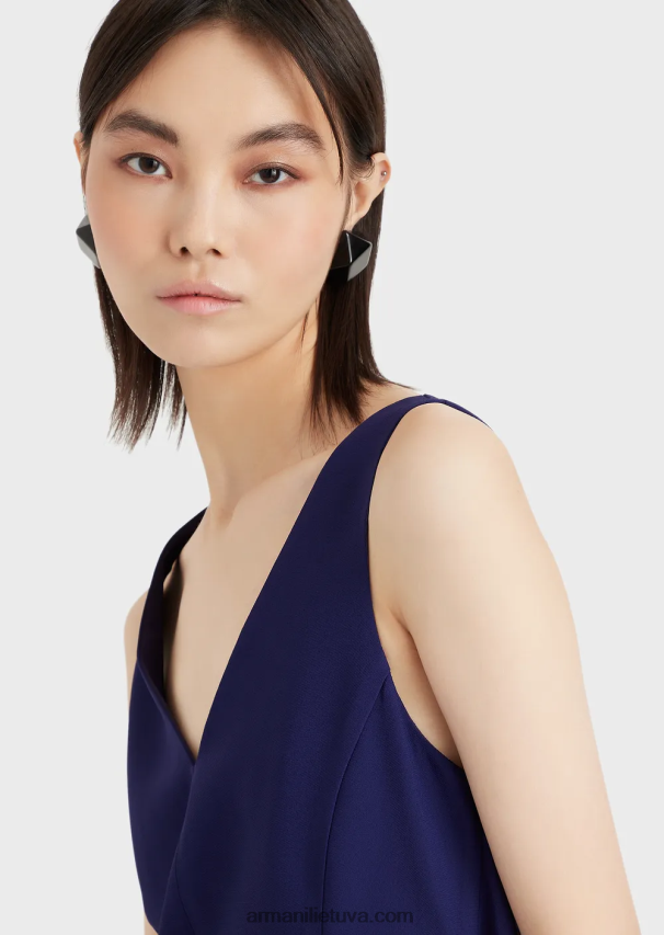 moterys violetinė Armani Suknelė su v formos iškirpte su per dideliais raukiniais 02482X96