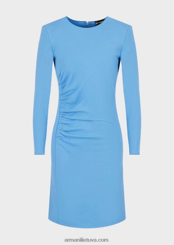 moterys žydros spalvos Armani Milano dygsnio suknelė su drapiruote 02482X107