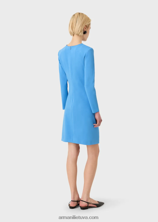 moterys žydros spalvos Armani Milano dygsnio suknelė su drapiruote 02482X107