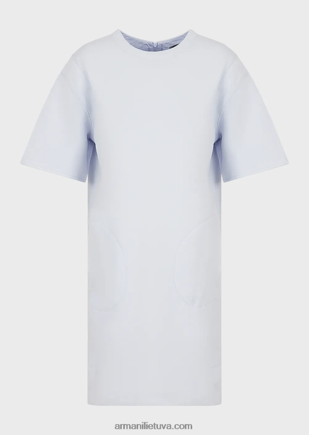 moterys žydros spalvos Armani dvigubo trikotažo marškinėlių suknelė 02482X102