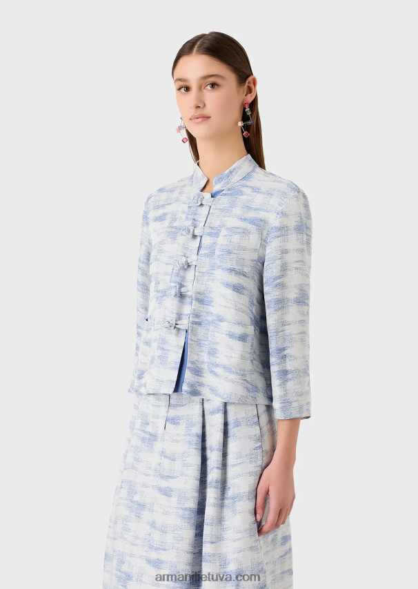 moterysArmani Striukė su guru apykakle ir gradiento žakardo lino mišinio deriniais 02482X47
