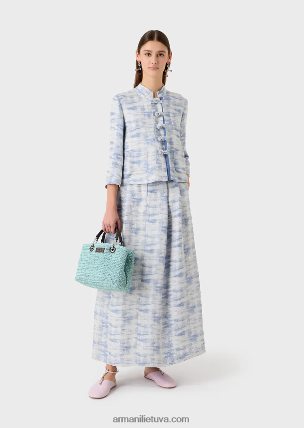 moterysArmani Striukė su guru apykakle ir gradiento žakardo lino mišinio deriniais 02482X47