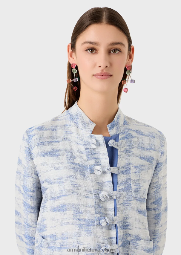 moterysArmani Striukė su guru apykakle ir gradiento žakardo lino mišinio deriniais 02482X47