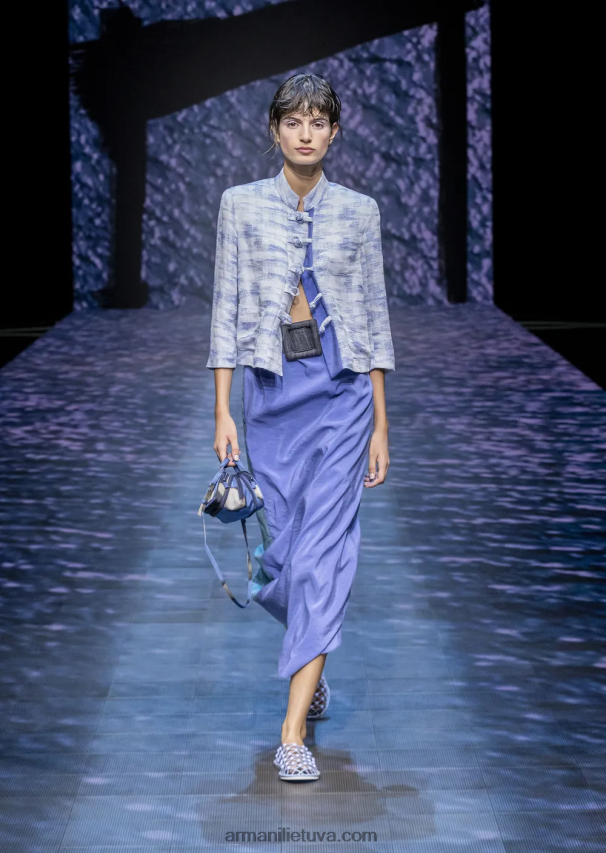 moterysArmani Striukė su guru apykakle ir gradiento žakardo lino mišinio deriniais 02482X47