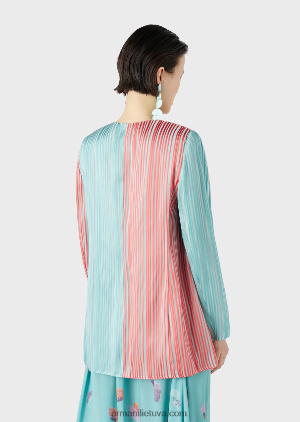 moterysArmani ilgas tulpių apvadu švarkas iš daugiadryžuotos organzos 02482X2743