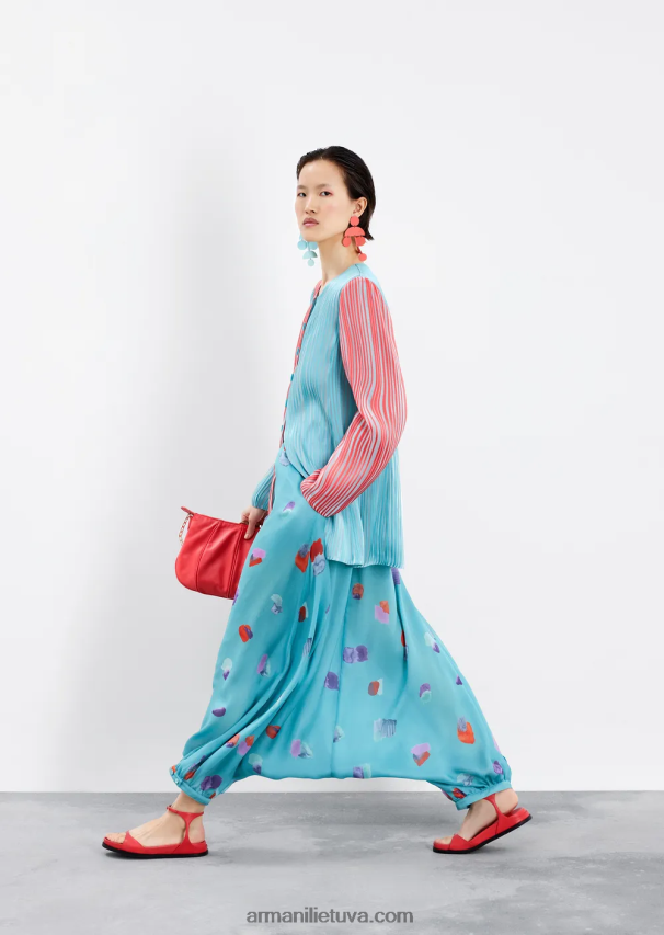 moterysArmani ilgas tulpių apvadu švarkas iš daugiadryžuotos organzos 02482X2743