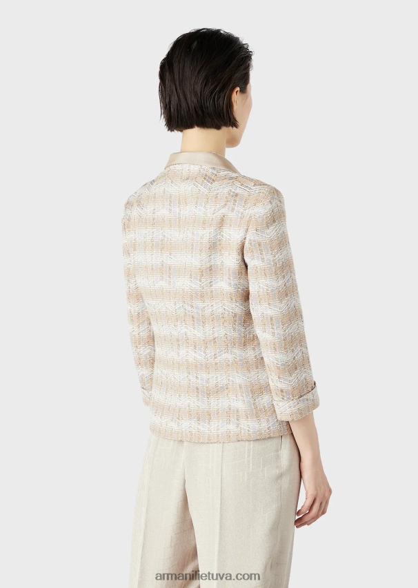 moterysArmani vienaeilis švarkas su 3/4 rankovėmis iš ševrono motyvo tvido 02482X50