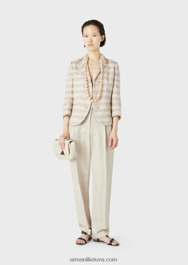 moterysArmani vienaeilis švarkas su 3/4 rankovėmis iš ševrono motyvo tvido 02482X50