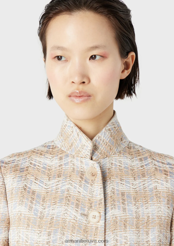 moterysArmani vienaeilis švarkas su 3/4 rankovėmis iš ševrono motyvo tvido 02482X50