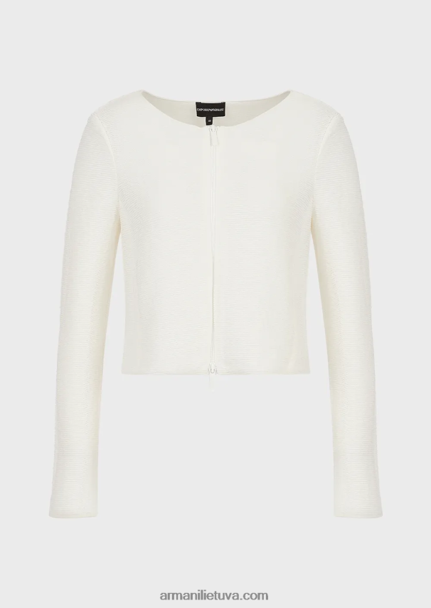 moterys baltas Armani Barre-jersey bolero su užtrauktuku 02482X54