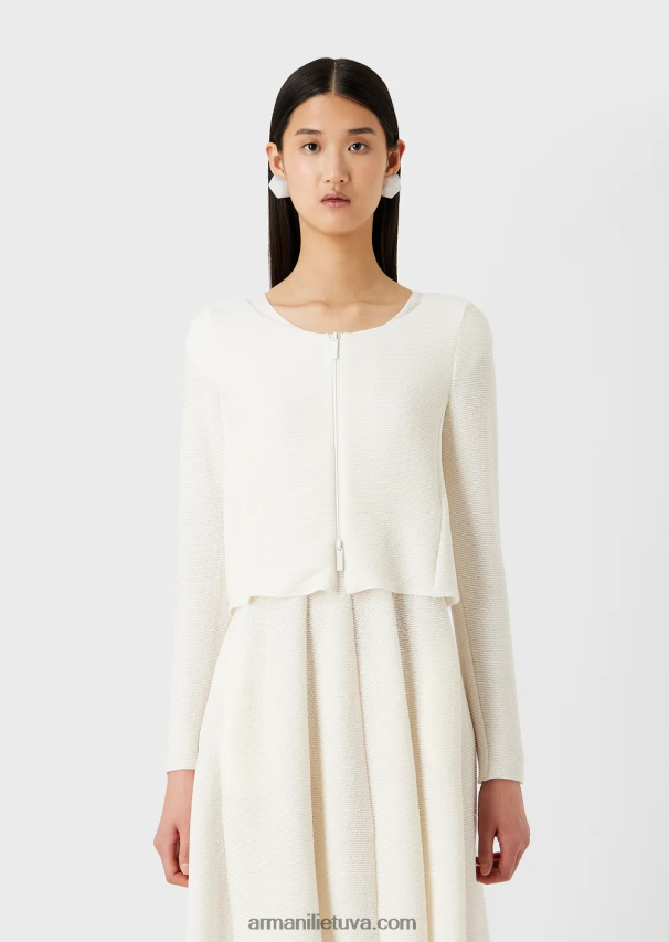moterys baltas Armani Barre-jersey bolero su užtrauktuku 02482X54